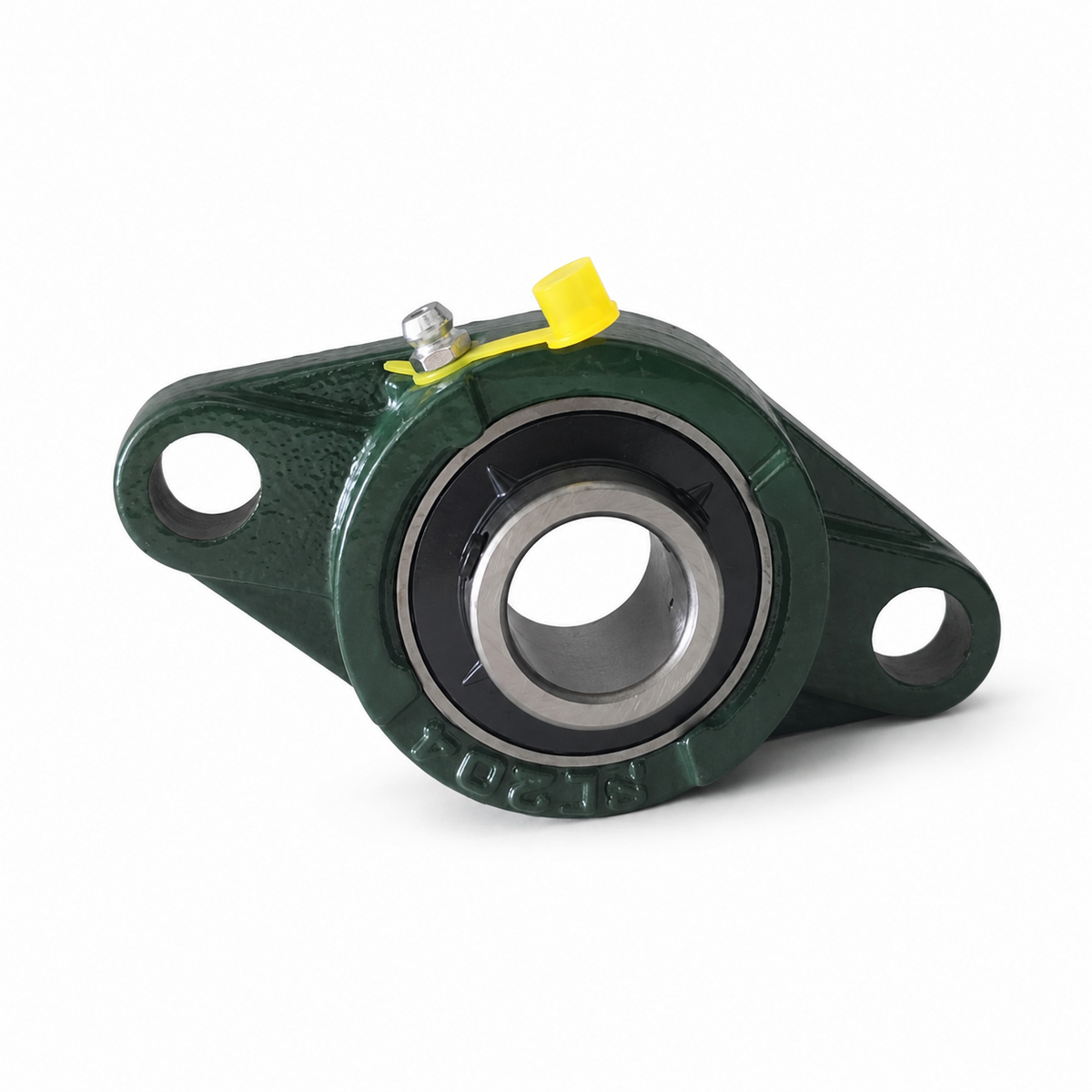UCFL204 two-bolt flange bearing with 20 mm bore, angled view