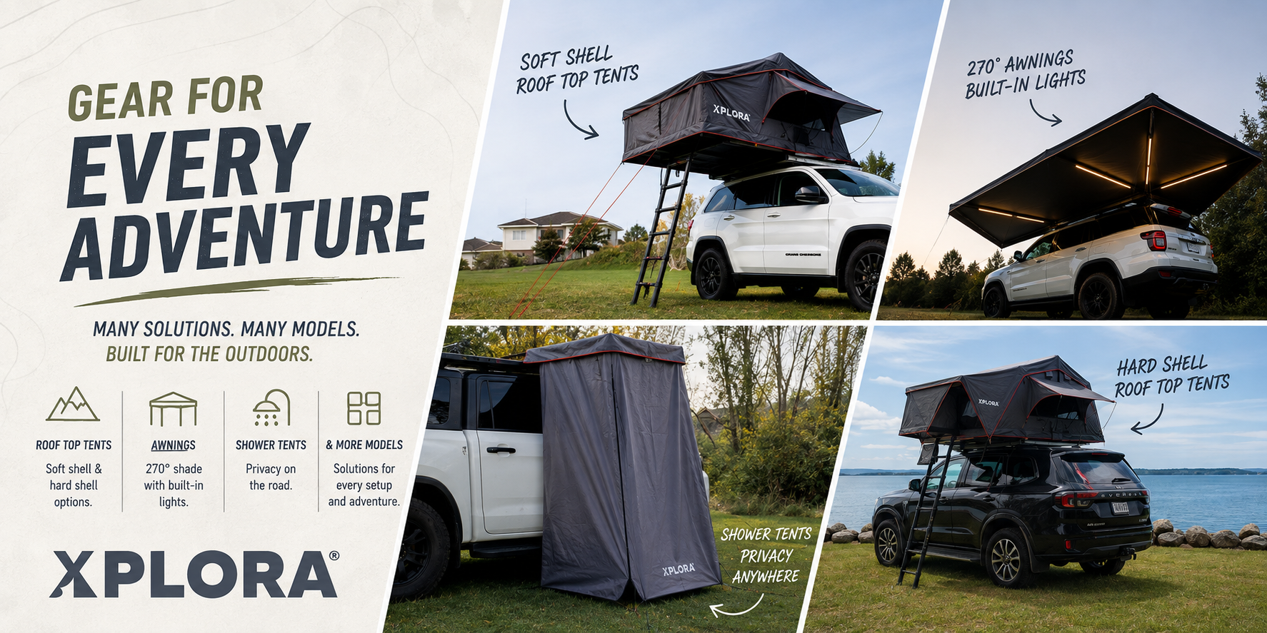 Xplora roof top tents, awnings and camping gear